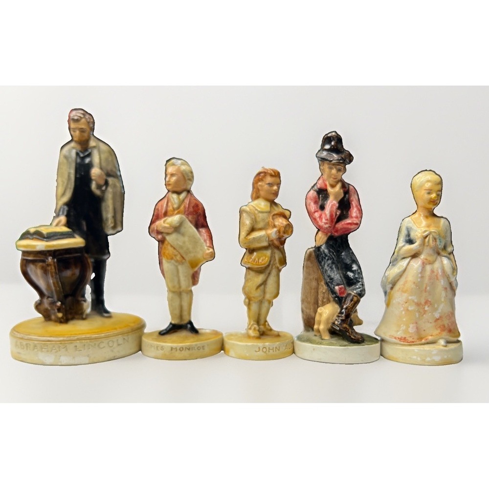 Vintage Sebastian Miniatures Lot Abraham Lincoln Monroe Alden Farmer 5 Pc